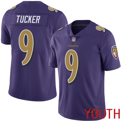 Baltimore Ravens Limited Purple Youth Justin Tucker Jersey NFL Football #9 Rush Vapor Untouchable